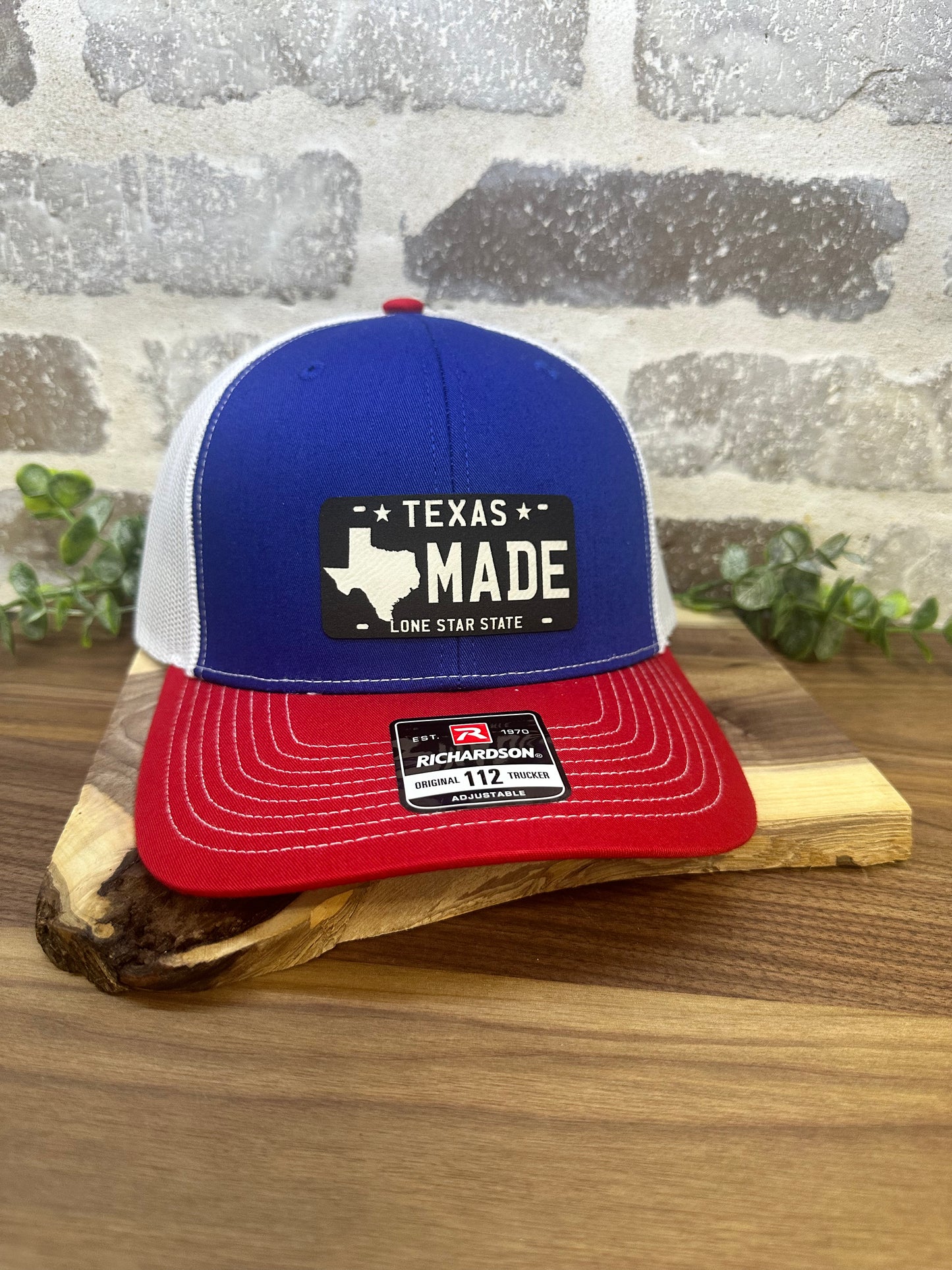 Texas Made License Plate Leatherette Cap Patch