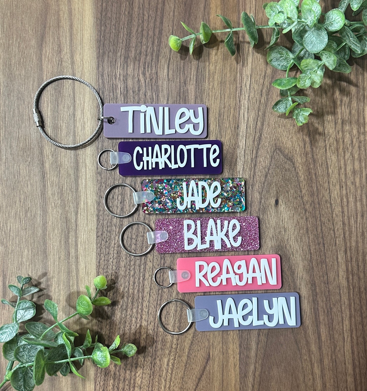 Rectangle Acrylic Name Key Chain or Bag Tag