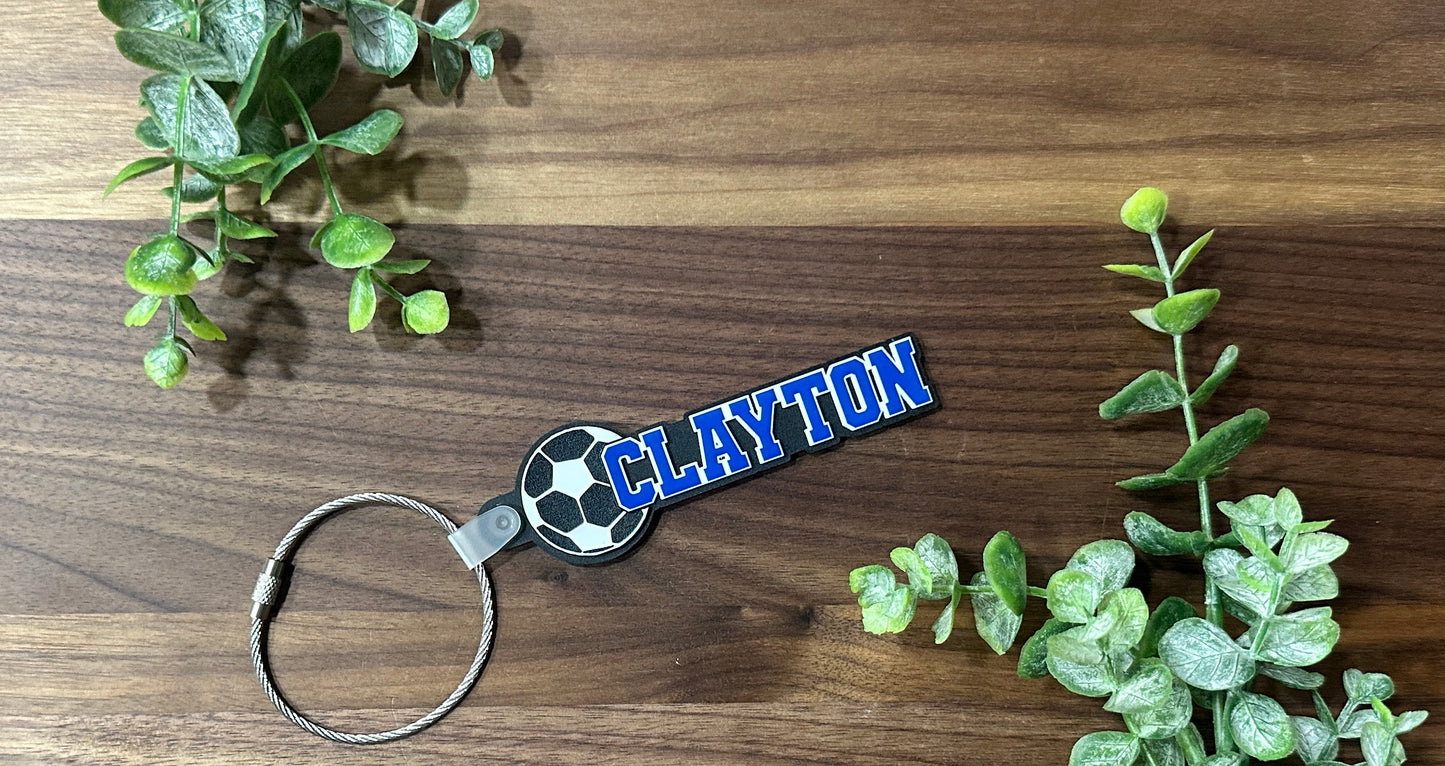 Sports - Soccer - Baseball - Name Key Chain or Bag Tag