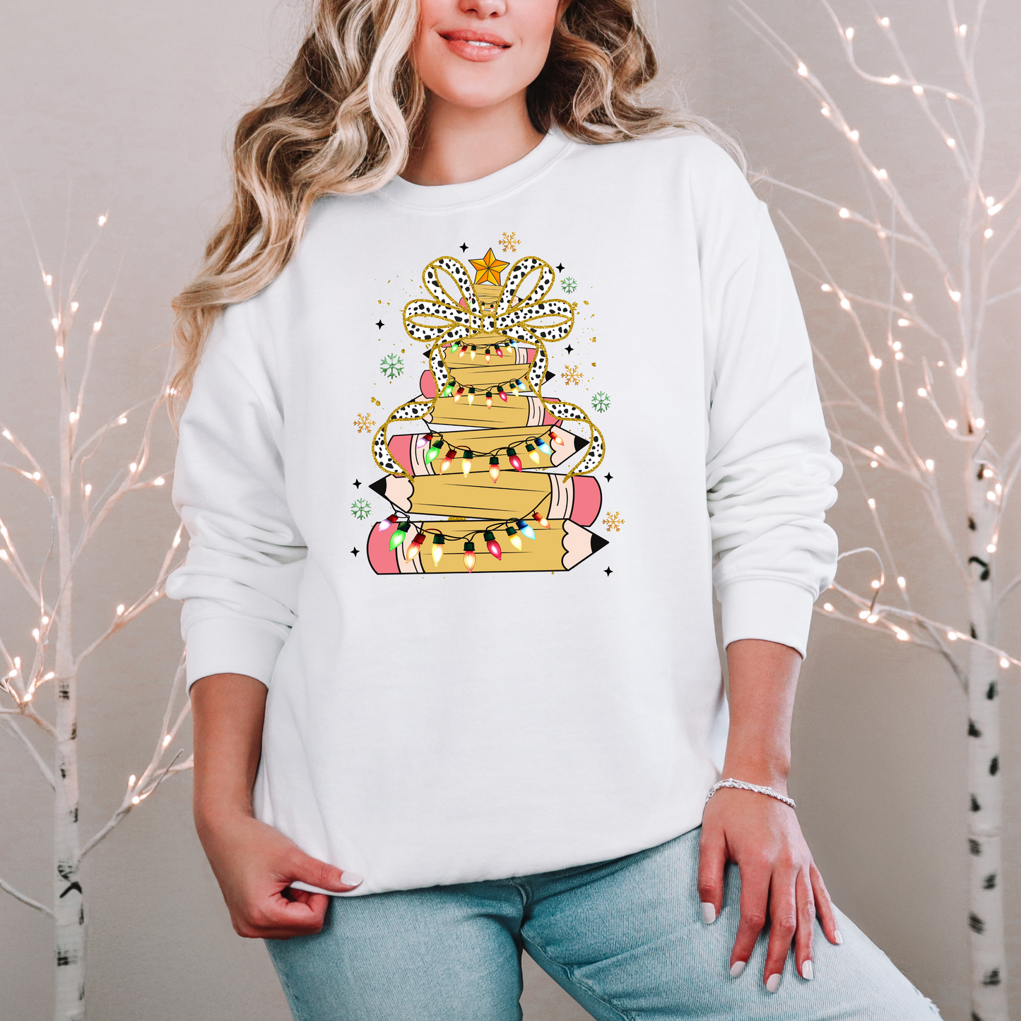 Teacher Pencil Christmas Tree Sweatshirt