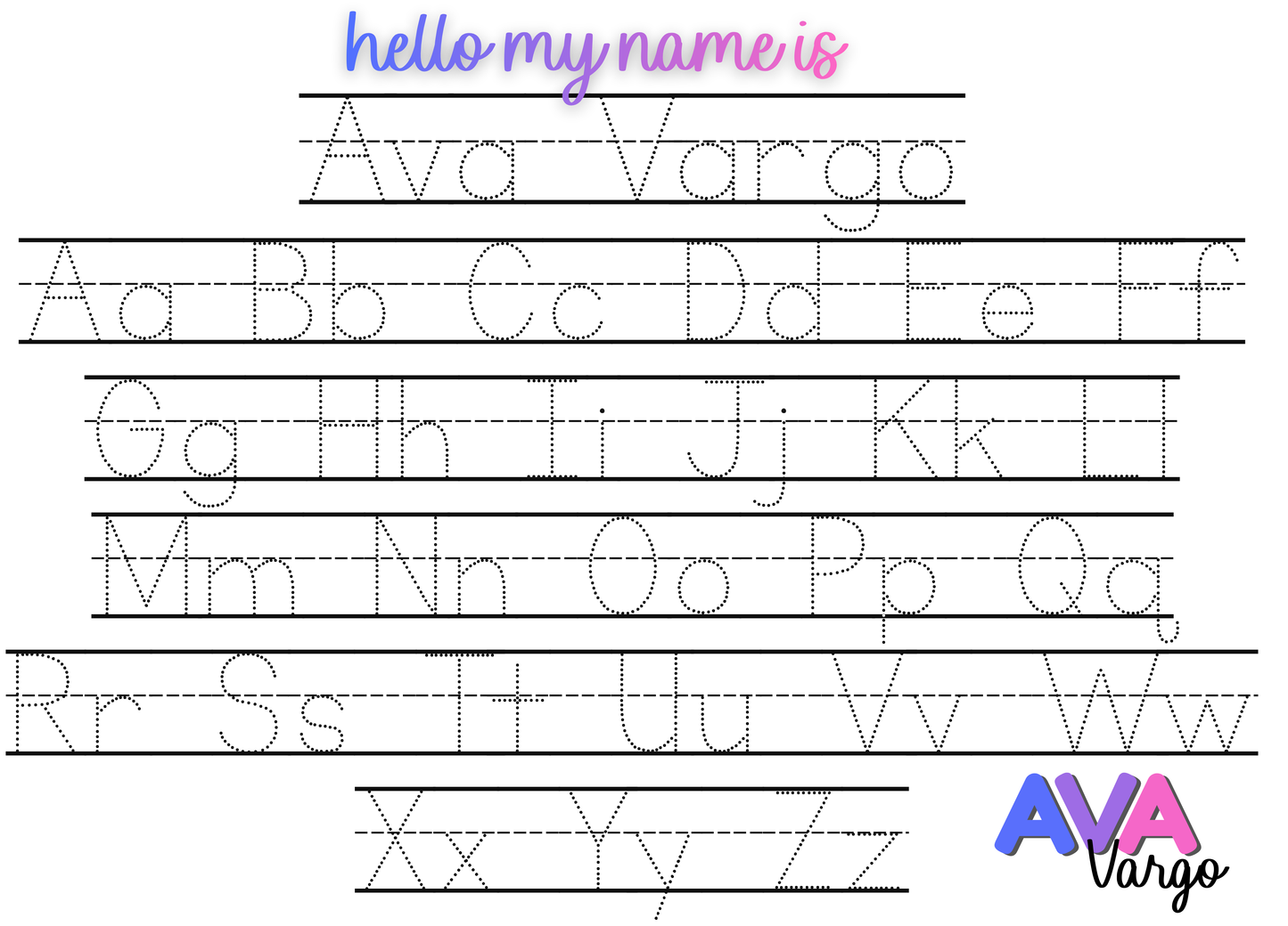 Personalized Name & ABC Whiteboard - Hello My Name Is