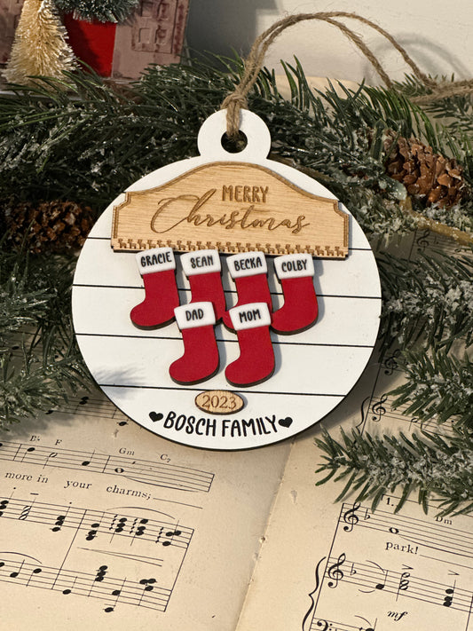 Family Christmas Stocking Ornament