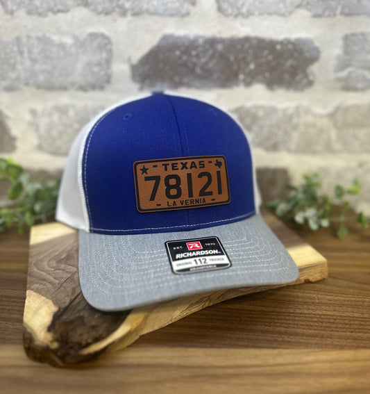 Zip Code Texas License Plate Leatherette Cap Patch