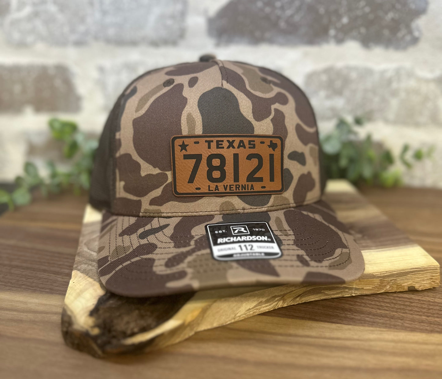 Zip Code Texas License Plate Leatherette Cap Patch