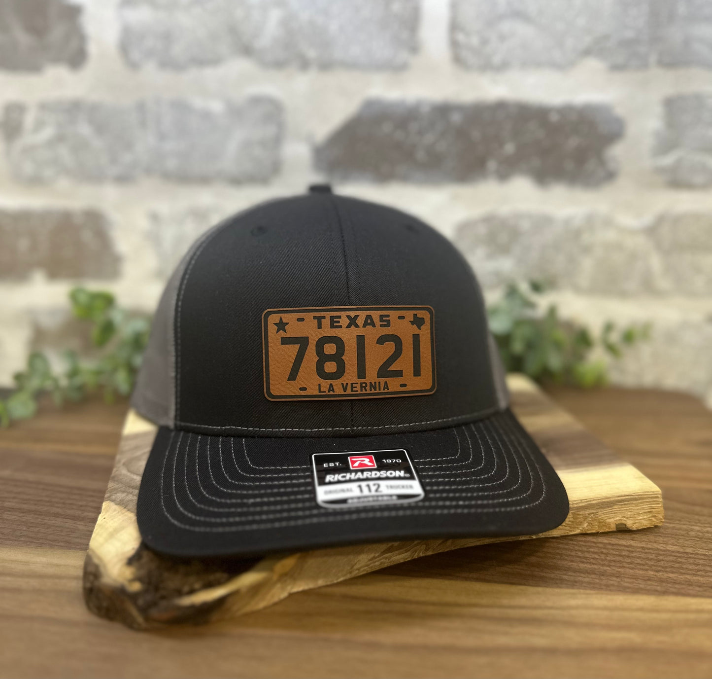 Zip Code Texas License Plate Leatherette Cap Patch
