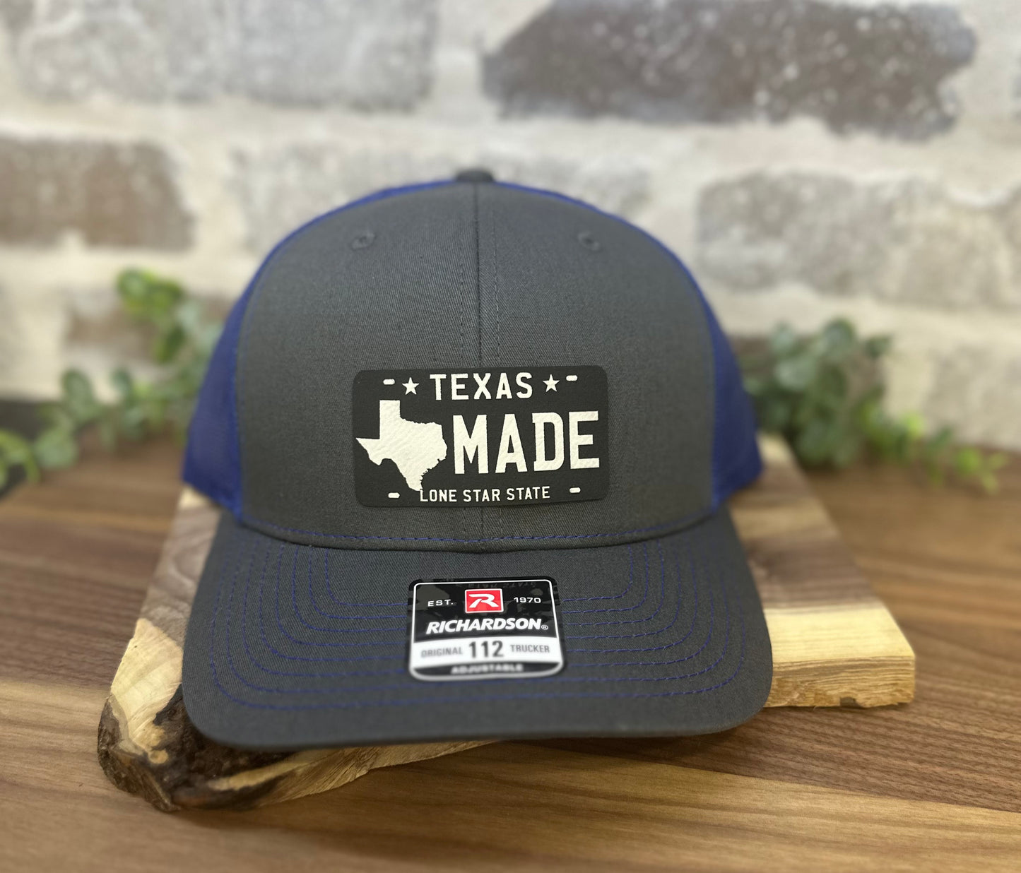Texas Made License Plate Leatherette Cap Patch