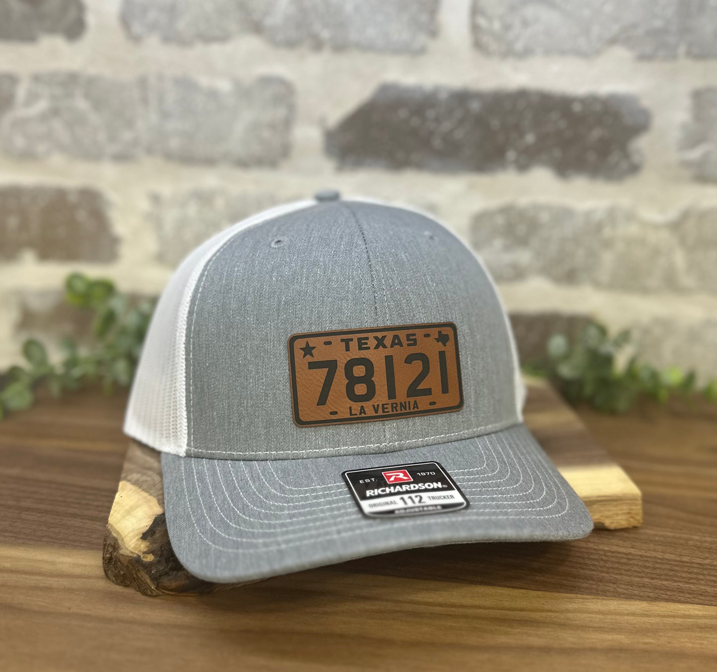 Zip Code Texas License Plate Leatherette Cap Patch
