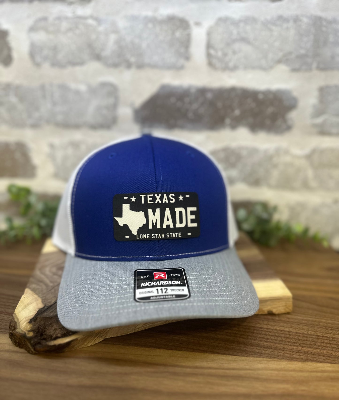 Texas Made License Plate Leatherette Cap Patch