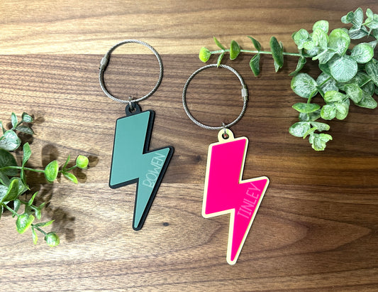 Lightning Bolt Key Chain or Bag Tag