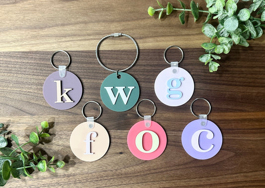 Round Initial Key Chain or Bag Tag
