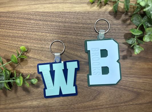 Varsity Letter Key Chain or Bag Tag