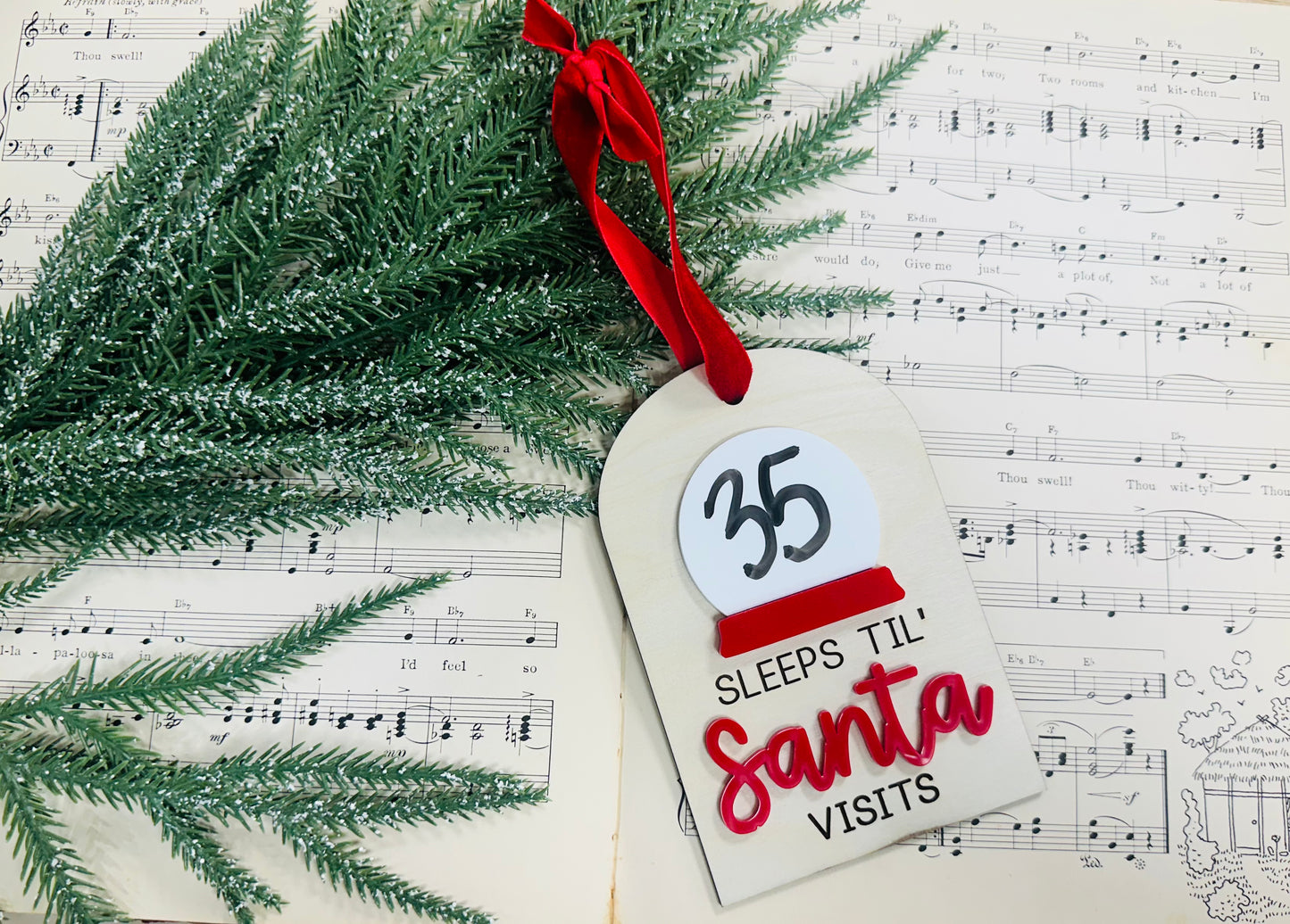 Santa Count Down Days Til Ornament