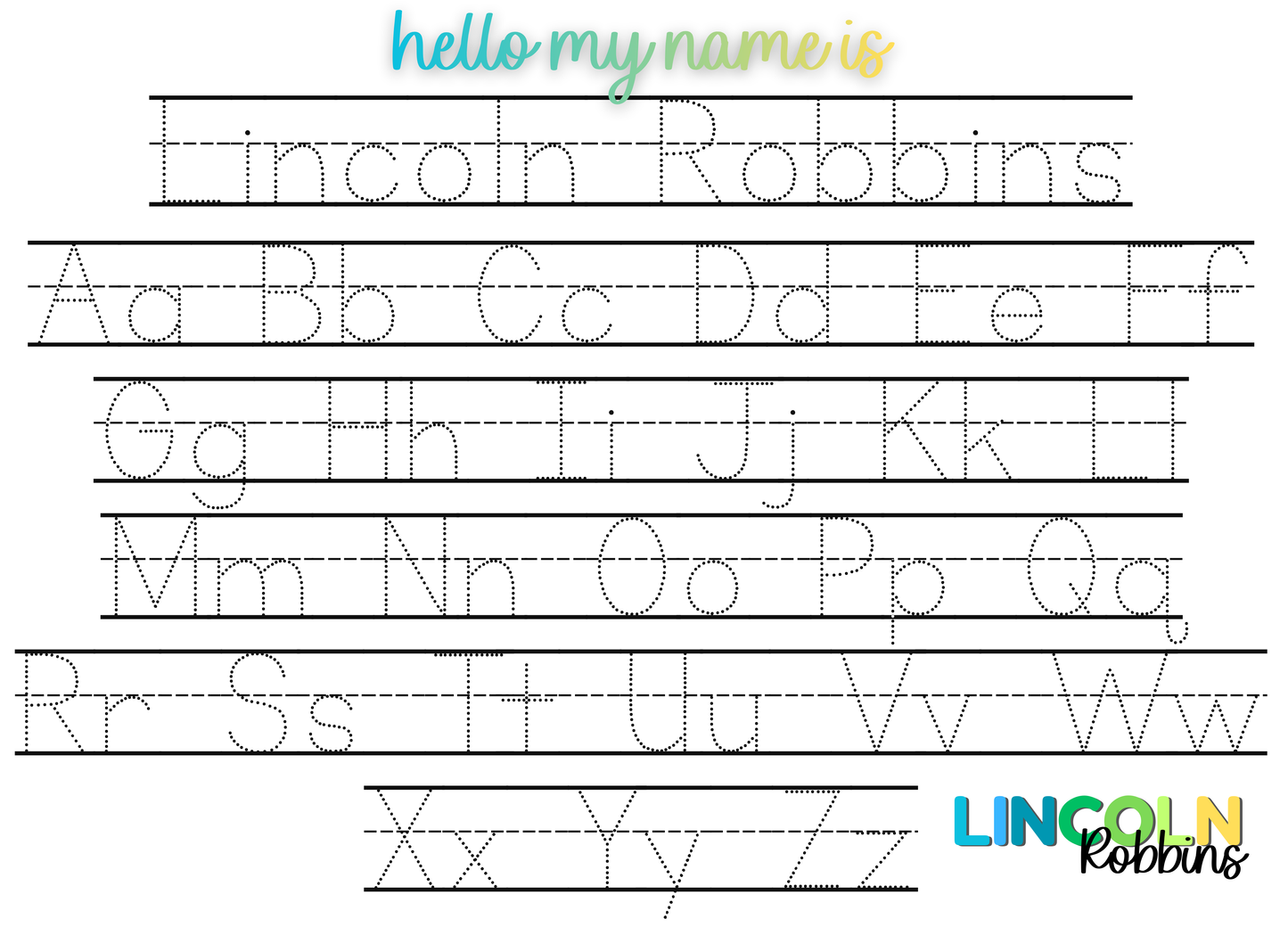 Personalized Name & ABC Whiteboard - Hello My Name Is