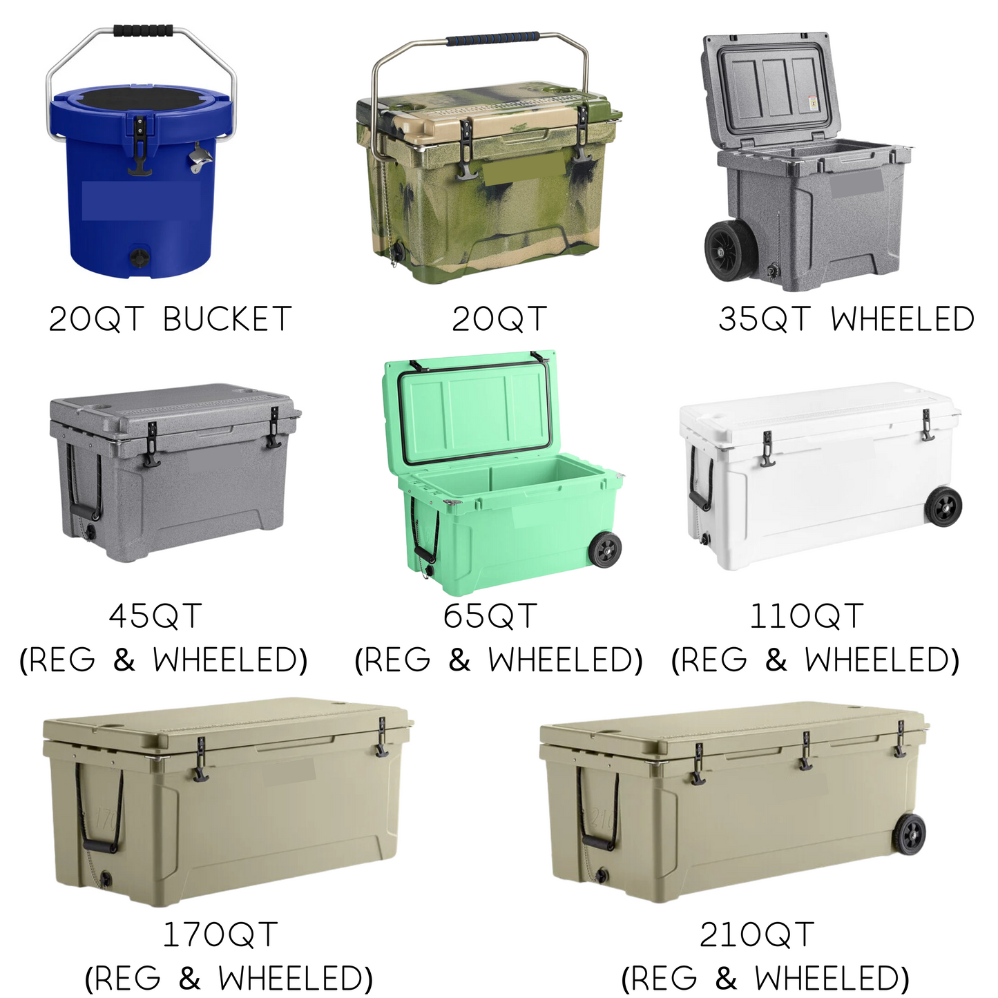 Personalized or Branded Rotomolded Style Cooler/Ice Chest - 13 Color Options - 8 Sizes/Styles