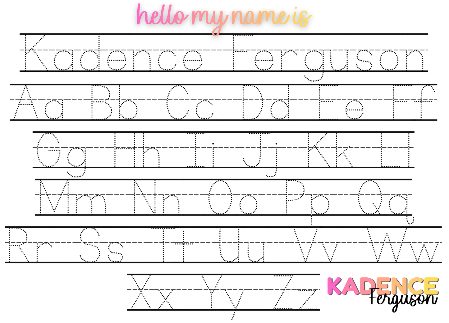 Personalized Name & ABC Whiteboard - Hello My Name Is