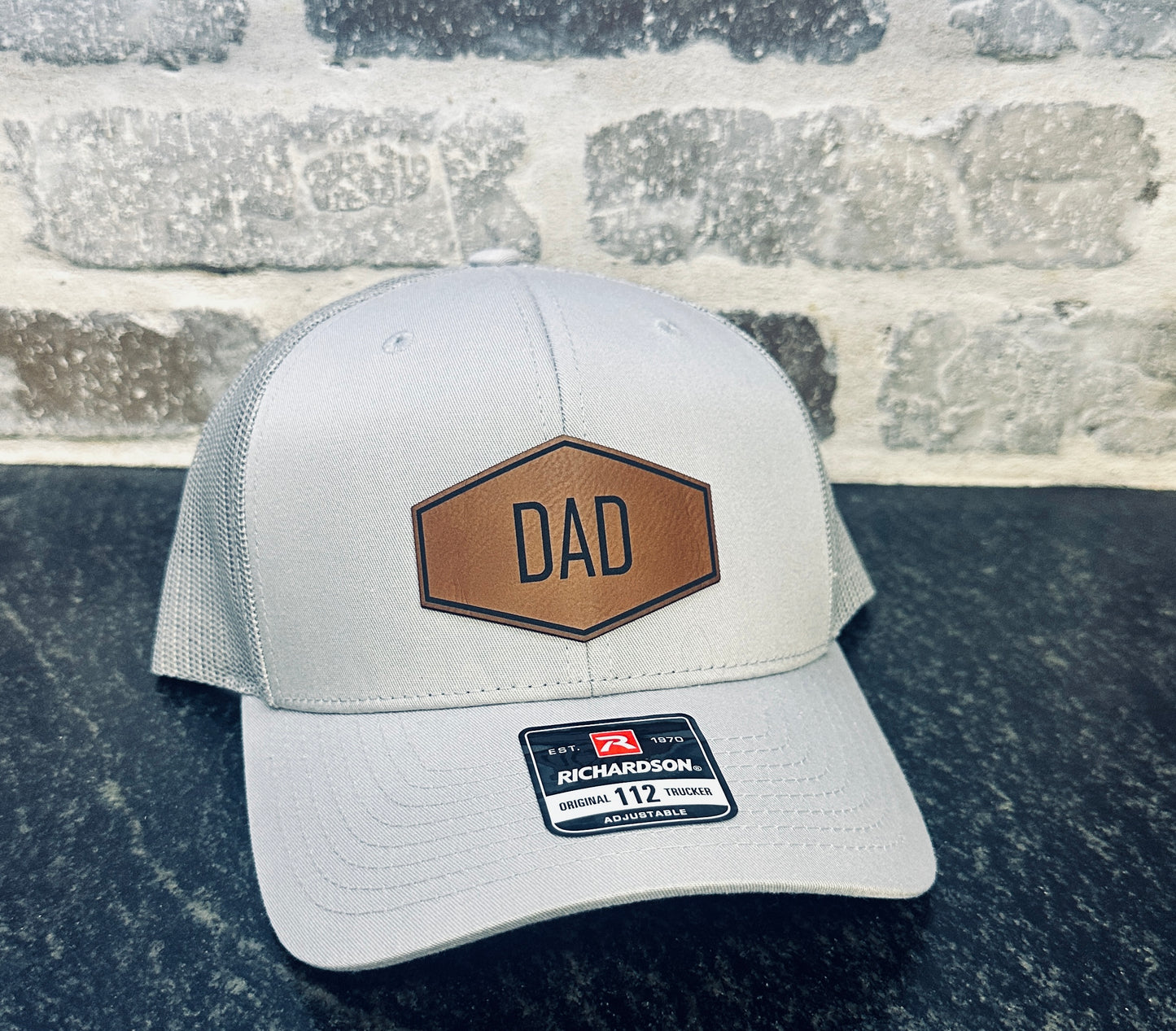 PAPA/DAD/GRANDPA - Hexagon Leatherette Cap Patch