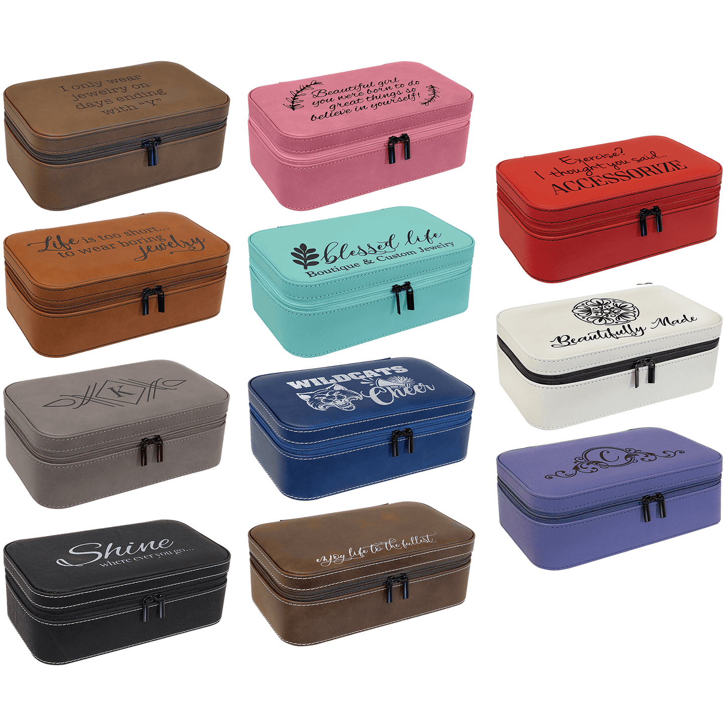 Large Personalized Leatherette Jewelry Box