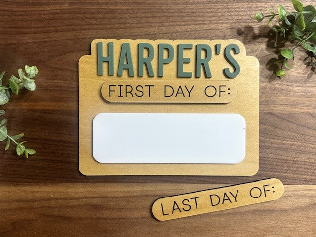 Back to School - Child First Day & Last Day Photo Prop - Personalized