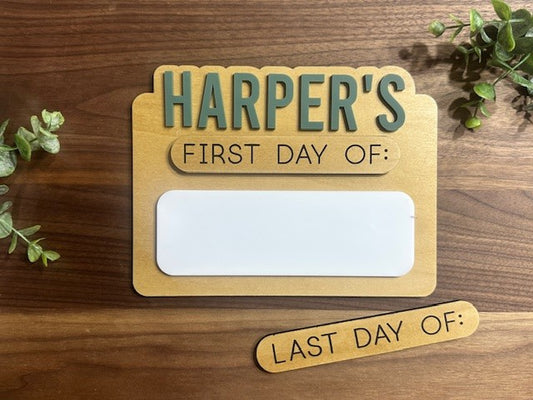 Back to School - Child First Day & Last Day Photo Prop - Personalized