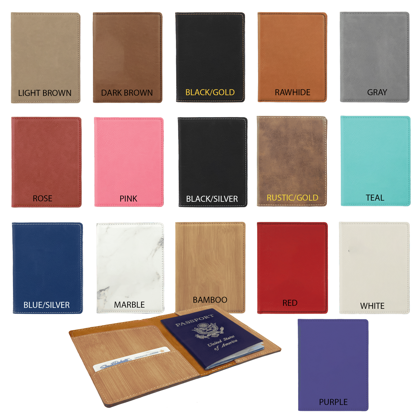 Personalized Leatherette Passport Cover