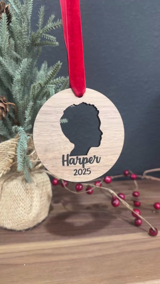 Walnut Silhouette Ornament- Christmas