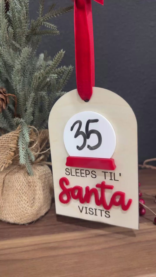 Santa Count Down Days Til Ornament